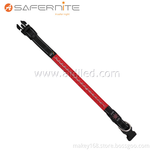 Leather Led Light Flash Night Safety Dog Collar